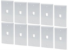 10 Pack 1 Port Keystone Insert Jack CAT5 CAT6 RJ45 Coax 1-Gang Wall Plate WHITE