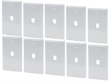 10 Pack 1 Port Keystone Insert Jack CAT5 CAT6 RJ45 Coax 1-Gang Wall Plate WHITE