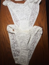 Vtg Maidenform White cream Second Skin Lace Bikini Style Size 7 Medium