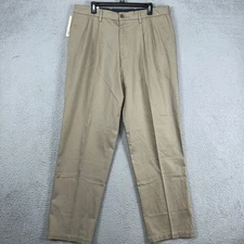 Dockers Flex Comfort Mens Khaki Pants 36X34 Tan Relaxed Fit Pleated Stretch NEW