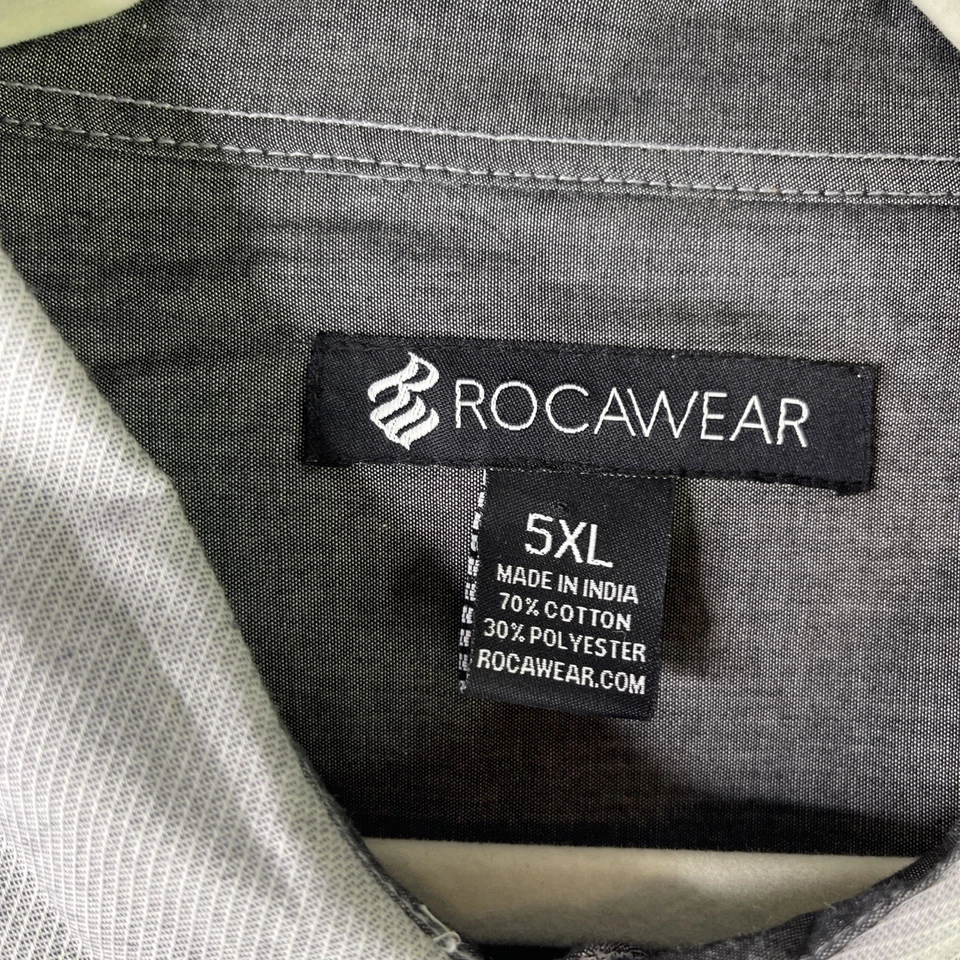 Rocawear Shirt Men 5XL Short Sleeve Button Up Gray Beige Lot Of 2 SS7 - Image 4 of 4