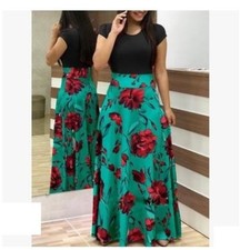 Autumn Flower Print Long And Short Sleeve Casual Dress