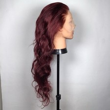 Human Hair Dark Black Cherry, Lace Front Wig, 28 Inch, 100 Human Hair Wig 13x4