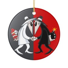 Mad Magazine Spy vs Spy 3" Ceramic Christmas Ornament Made in the USA Ships From