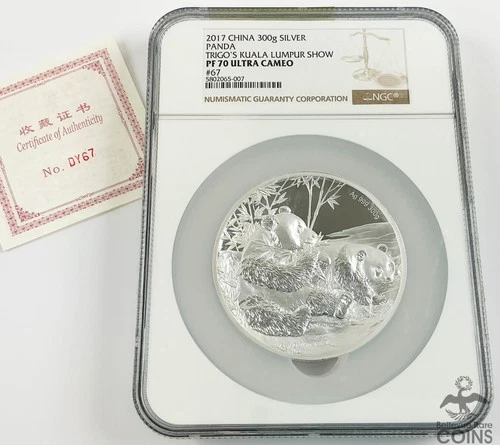 2017 China Kuala Lumpur Show .999 Silver 300g PANDA Medal NGC PF70 Ultra Cameo