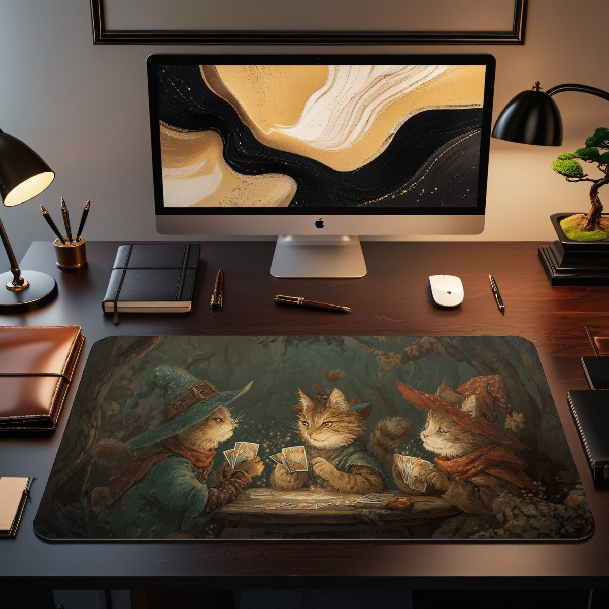 MTG Playmat | Wizard Cats Playing Cards Themed Playmat