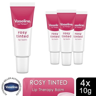 4x Vaseline LipTherapy Rosy Tinted LipBalm For Instant Softness & Pink Hint, 10g
