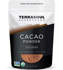 Terrasoul Superfoods Raw Organic Cacao Powder 1Lb Gluten Free Vegan Keto
