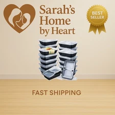 36oz Meal Prep Containers 20 Pack 3 Compartment with Removable Insert Tray 2 ...