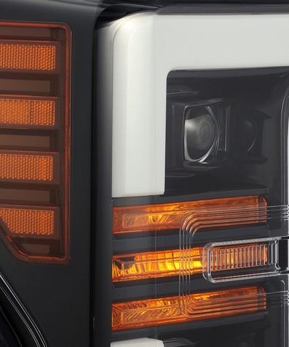 2017-2019 Ford Super Duty Sequential Signal Polished Black Projector Headlights - Picture 2 of 7