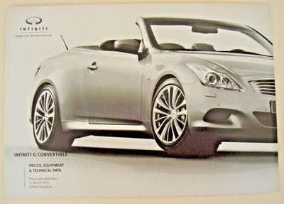 Infiniti . G Convertible. Prices Equipment & Technical Data. 2011 Sales Brochure