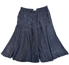 Vintage Women's 12 6/8 Navy Blue Floral Skirt BOHO Dainty Fairy Whimsical Flowy