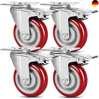 4Er Set Schwerlastrollen Mit Bremse, Rollen Schwerlast 100Mm Tragkraft 600Kg