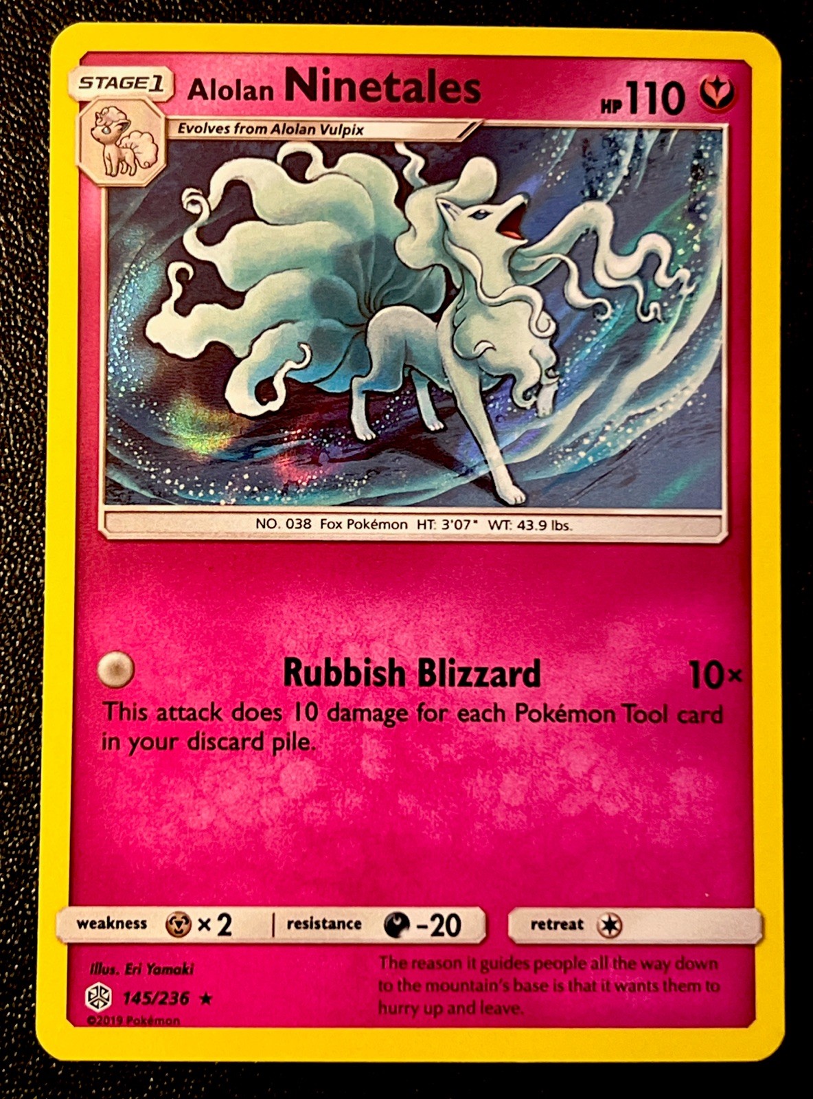 Alolan Ninetales 145/236 NM Rare Holo Bleed Discontinued Fairy Pokémon Card!
