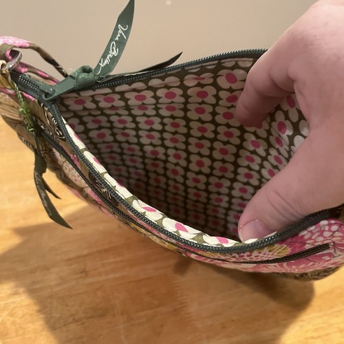 Vera Bradley Olivia Pink Saddle Hipster Purse Crossbody Green Floral - Picture 5 of 6