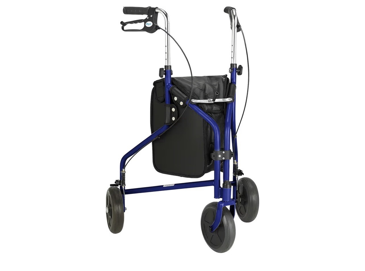 Days Tri Wheel Folding Walker with Loop and Lockable Brakes, Mobility Aid Blue
