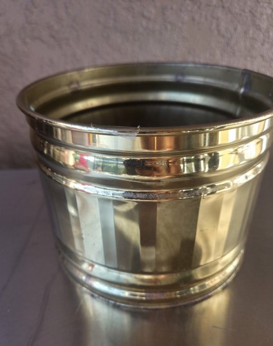 Beautiful! Brass Planter 6.5"x5" Made In Usa Lined Design - Picture 3 of 10
