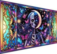 5D Large Diamond Art Painting,Skull Butterfly Diamond Art Kits for Adults,DIY Fu