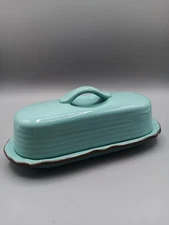 Chantal 93-EDBD Aqua Ceramic Butter Dish     8.25"