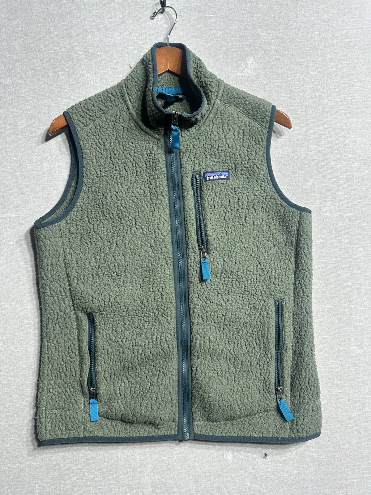 Patagonia Retro Pile Vest Fleece Full Zip Jacket  Womens Large Green 22825