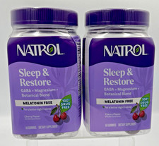Lot of 2 Natrol Sleep  Restore Gummies Melatonin Free Cherry 60 ct 03/27