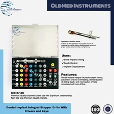 New Complete Dental Implant Kit 35 Integral Stopper Drills with Drivers and Keys