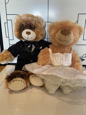 Build a Bear Workshop BAB Braut und Bräutigam Hochzeit Geschenkset Paket (+ Outfits)