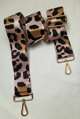 Multicolor Nylon Ocelot Printed Replacement Strap W/ tone Push Gate Hook