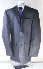 Ralph Lauren Gray Blue Check 100 Percent Wool Plaid Blazer Sport Coat Jacket 42L
