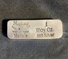 Mutiny Metals 1oz. Silver bar .999 FINE Silver