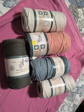 5 Skins Macrame 3 Mm Cord. Muted Clay , Muted Blue, 1 Fern 2 Natural Color Cords