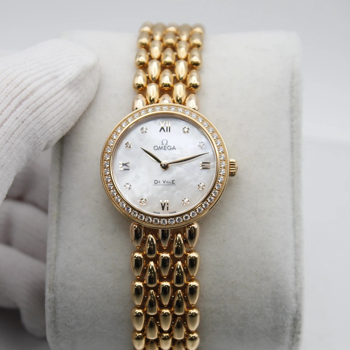 Omega De Ville Prestige 18K Rose Gold Diamond MOP Dial Watch