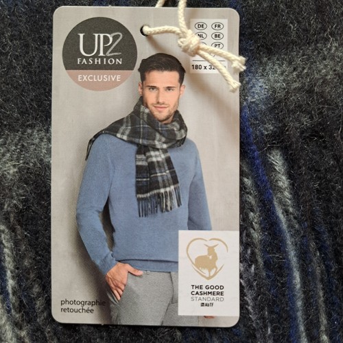 UP2FASHION Herren Winter Schal 180x32 cm Wolle 80%, Kaschmir 20% d.grau kariert - Bild 7 von 10