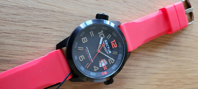 Sector XXL Uhr 48 mm Schwarz-Rot #3251 Herrenuhr mit Silikon-Armband