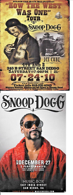 Snoop Dog pair of San Diego concert flyers 7-24-10 4th and B