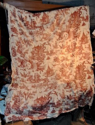 Vintage 5th AVE CHINIOS Toile SCREENPRINT PRE-SHRUNK  1-6 yd 35'' REPEAT! 54 wide