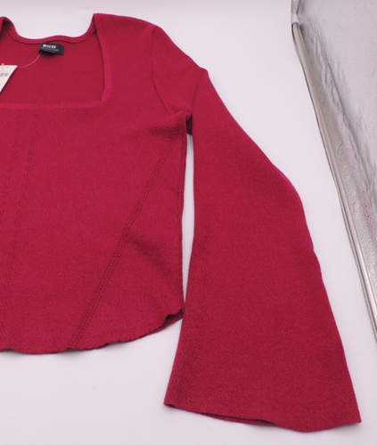 Nuevo con etiquetas Suéter Anthropologie Maeve Cuello Cuadrado Manga Campana Talla XL Frambuesa Metálica - Imagen 7 de 23