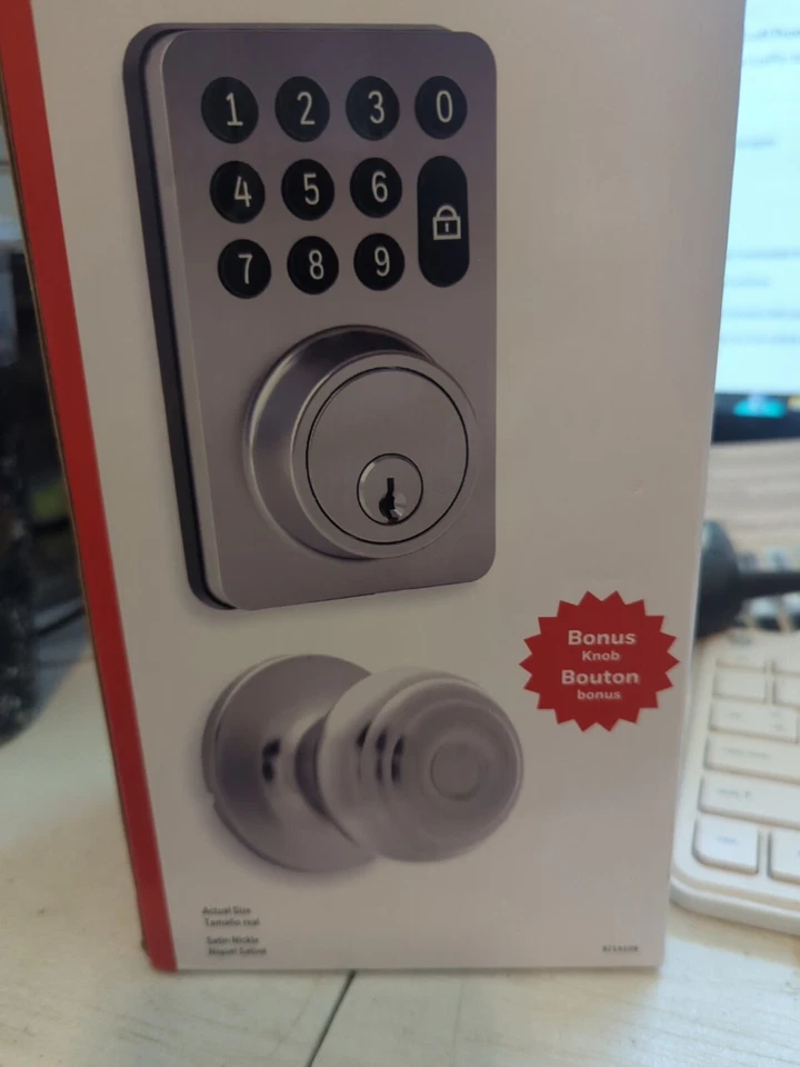 HONEYWELL DIGITAL DEADBOLT número 50 códigos de acceso con perilla 8714109 níquel satinado nuevo Foto 3 de 4