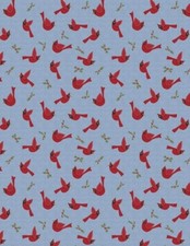 Wilmington Print Cozy Critters Red Cardinals Blue 100 Quilt Cotton 44" Wide BTY