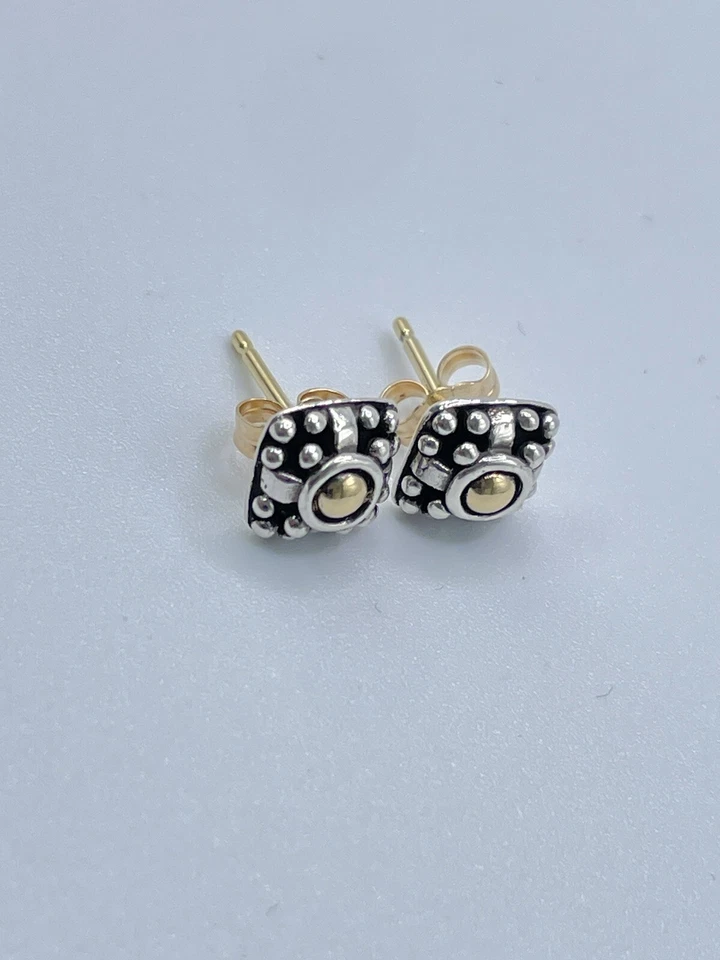 Pendientes John Hardy 925 esterlina con 750 18k acento y tallo Foto 3 de 4