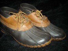 VTG MENS 8 LL BEAN LEATHER RUBBER DUCK HUNTING SNOW WINTER SHOE LACE BOOTS