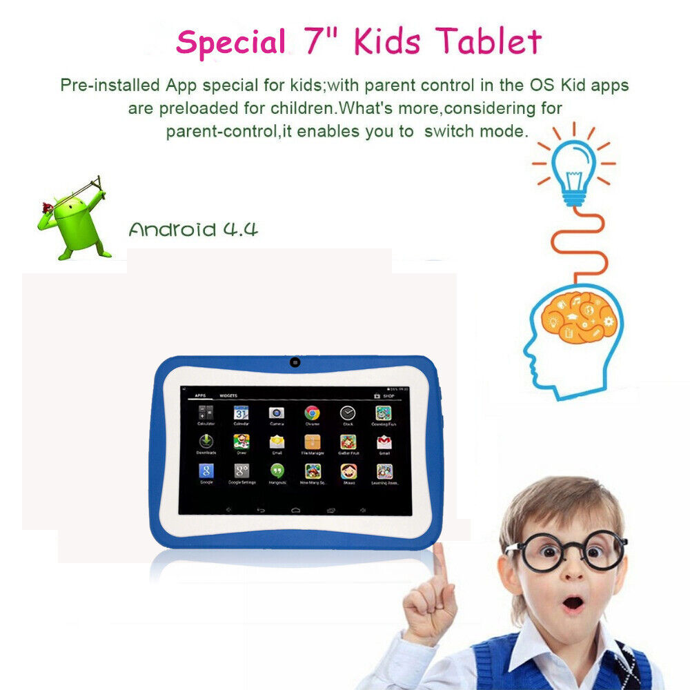 7inch Kids Android Tablet 16GB Hard Drive 1GB RAM Wi-Fi Camera Bluetooth  Play Store Apps Games with Keyboard-Red