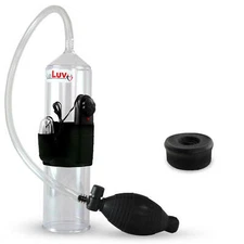 LeLuv Vibrating Penis Pump EasyOp Bgrip with Black Silicone Sleeve