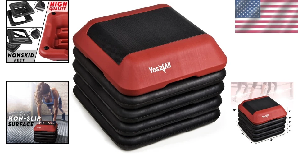 Plataforma aeróbica resistente de 16x16 paso alto - Soporta 300 libras para entrenamientos en casa Foto 2 de 4