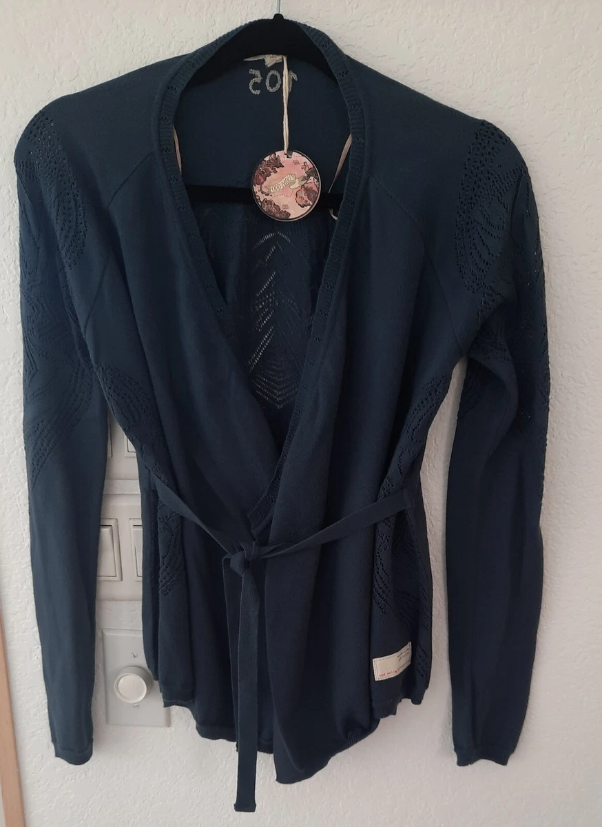 NWT ODD MOLLY SUNDAY DRIVE BLUE COTTON CARDIGAN WRAP SWEATER SIZE