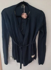 NWT ODD MOLLY SUNDAY DRIVE BLUE COTTON CARDIGAN WRAP SWEATER SIZE SM-RETAIL $198