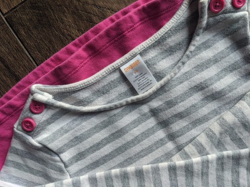 Gymboree Mädchen Pulloverkleid Größe 10 grau & weiß gestreift mit rosa Rock & Tasche - Bild 12 von 12