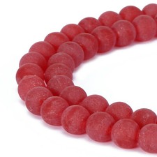 Red Dyed Jade Matte Round Beads 6mm 8mm 10mm 15.5" Strand
