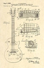 Official Gibson Les Paul Guitar US Patent Art Print - Vintage 1955 Antique -22