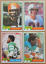 4 Card Lot of 1981 Topps WRs, Duriel Harris, Isaac Curtis, Wesley Walker, Cefalo